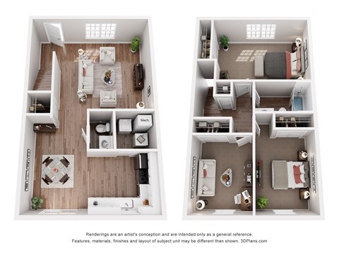 Floor plan for 3 beds, 1.5 baths, 1130 sqft